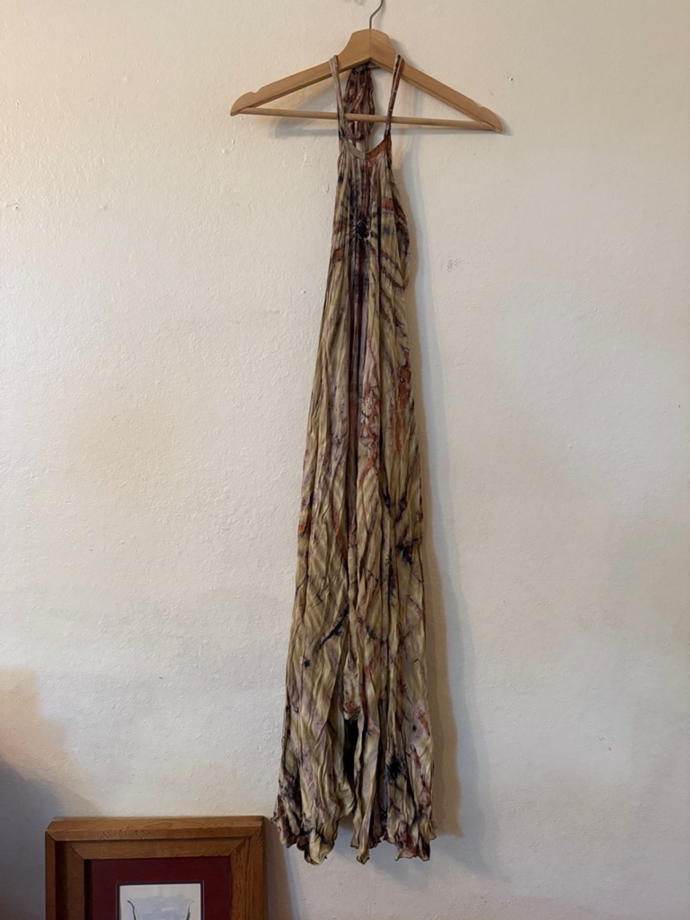 Chévere Ibiza Bohemian Tie-Dye Halter Maxi Dress Low Cut in Back